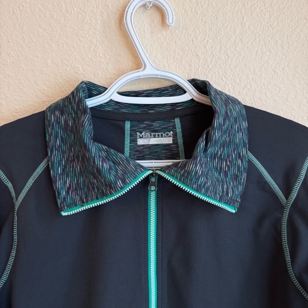 Marmot Full Zip Jacket Women’s Medium – Navy w/ Teal Trim Outdoor Activewear - Picture 5 of 10